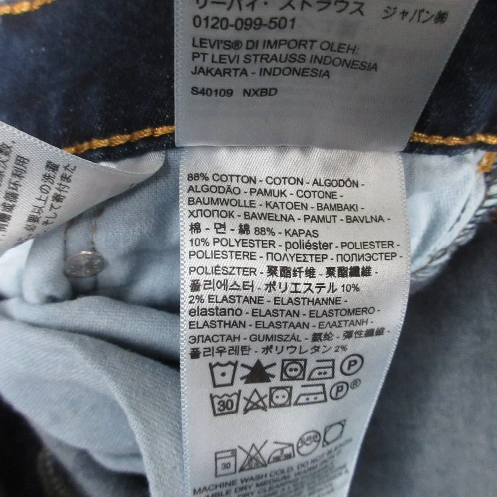 Levis Jeans Mens 30x32 Blue 511 Slim Straight Stretch Flex Dark Wash Denim Pants